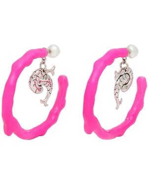 PUCCI Fuchsia Earrings Resin, Bronze, Synthetic Fibres, Brass - Pink