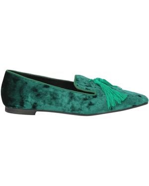 Giulia Neri Emerald Loafers Textile Fibers - Green