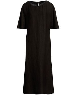 120% Lino Midi Dress Linen - Black