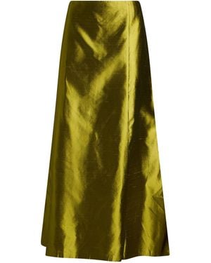 Clips Lime Maxi Skirt Silk - Green