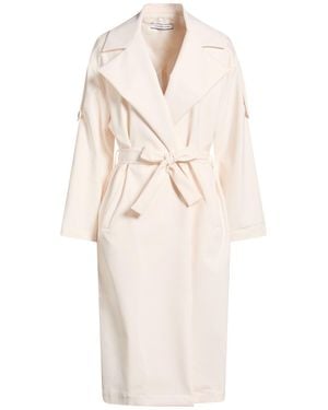 La Fille Des Fleurs Cream Overcoat & Trench Coat Cotton, Elastane - White