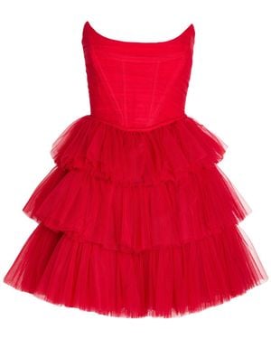 19:13 Dresscode Mini Dress Cotton, Elastane, Polyester - Red