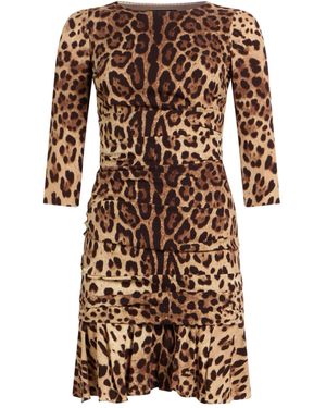 Dolce & Gabbana Mini Dress Silk, Elastane - Brown