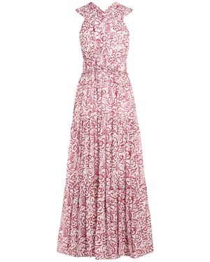 SKILLS & GENES Burgundy Maxi Dress Cotton, Silk - Pink