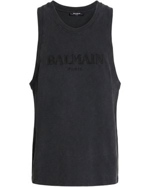 Balmain Camiseta De Tirantes - Negro