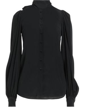 WANDERING Crepe Bow-Tie Neck Silk Blouse - Black