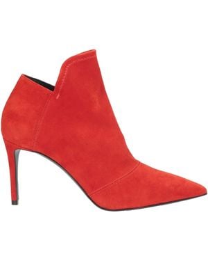 Grey Mer Ankle Boots Leather - Red