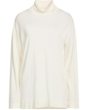 Lanificio Colombo Cream Turtleneck Cashmere, Silk - White