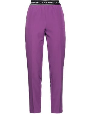 ERMANNO FIRENZE Plum Pants Polyester, Elastane, Polyamide - Purple