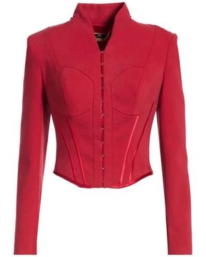 Elisabetta Franchi Jacket Viscose, Cotton, Polyamide, Elastane - Red
