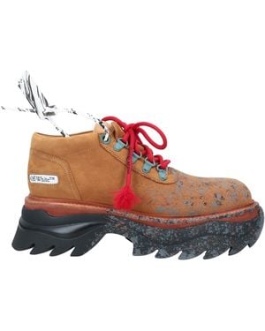 Off-White c/o Virgil Abloh Camel Ankle Boots Bovine Leather - Red