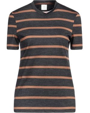 Eleventy Striped Wool Crewneck T-Shirt - Black