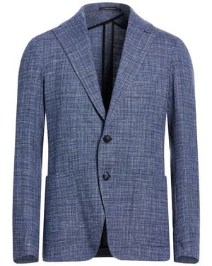 Tagliatore Blazer Virgin Wool, Cotton, Linen, Elastane - Blue