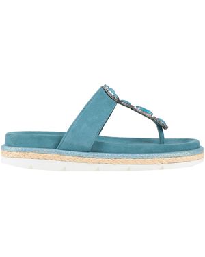 Studio Moda Thong Sandal Leather, Textile Fibers - Blue