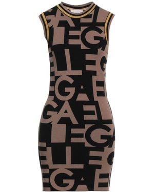 Gaelle Paris Camel Mini Dress Viscose, Polyester, Polyimide - Black