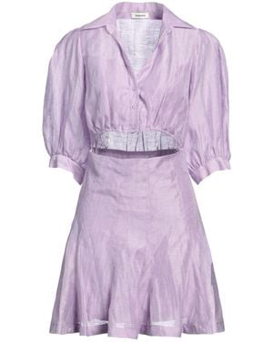 Sandro Cutout Linen-blend Gauze Mini Shirt Dress - Purple