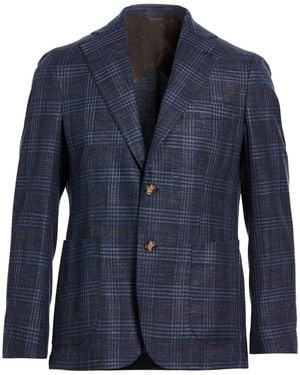 Barba Napoli Midnight Blazer Virgin Wool, Silk, Linen - Blue