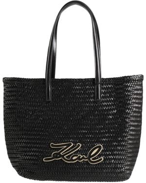 KARL LAGERFELD K/Signature Braid Medium Tote -- Handbag Cow Leather - Black