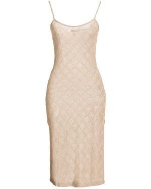 Liu Jo Midi Dress Viscose, Metallic Polyester - Natural