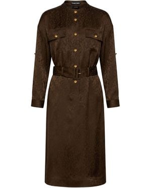 Tom Ford Chocolate Midi Dress Silk - Brown
