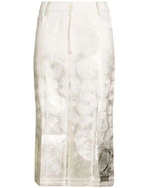 Aviu Denim Skirt Cotton, Linen, Elastane - White