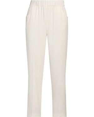 Via Masini 80 Ivory Trousers Polyester, Elastane - White