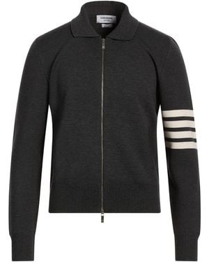 Thom Browne Charcoal Cardigan Merino Wool - Black