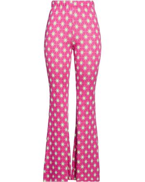 ViCOLO Fuchsia Pants Viscose, Polyester, Cotton, Elastane - Pink