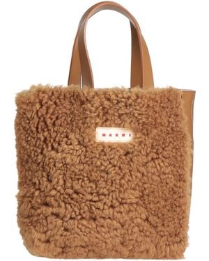 Marni Camel Handbag Lambskin, Cow Leather, Brass, Zinc, Aluminum - Brown