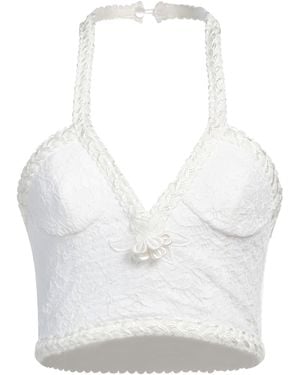 Alessandra Rich Top Cotton, Viscose, Polyamide, Silk, Acetate - White