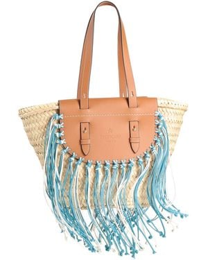 CUBA LAB Tropicana -- Handbag Straw, Leather - Blue