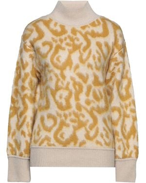 Erika Cavallini Semi Couture Ivory Turtleneck Wool, Polyamide, Acrylic, Mohair Wool - Metallic