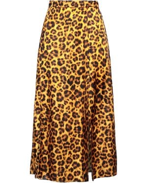 Sandro Leopard-print Satin Midi Skirt - Yellow