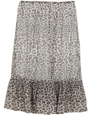 Simonetta Ravizza Khaki Midi Skirt Silk - Gray