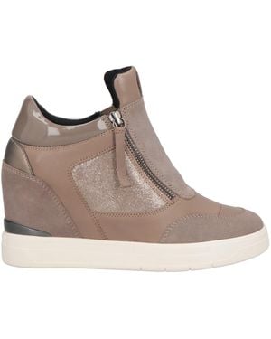Geox Taupe Sneakers Leather, Textile Fibers - Brown