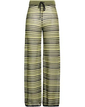 Ganni Lime Trousers Polyamide, Cotton - Green