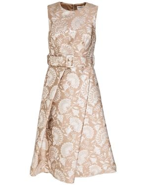 P.A.R.O.S.H. Sand Midi Dress Polyester, Polyamide, Metallic Fiber - Natural