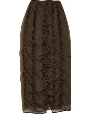 Cecilie Bahnsen Midi Skirt Silk - Brown