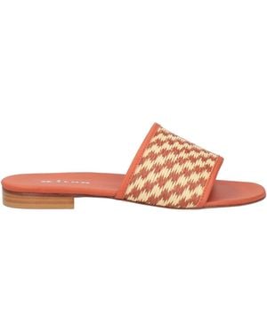 Kiton Sandals Leather, Natural Raffia - Pink