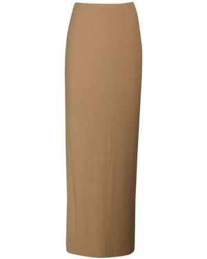 ÉTERNE Camel Maxi Skirt Cotton, Modal, Elastane - Natural