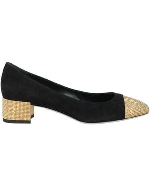 Rene Caovilla Court Shoes Leather, Textile Fibres - Black