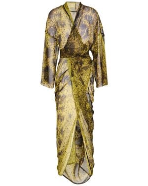 Rick Owens Maxi Dress Silk - Metallic