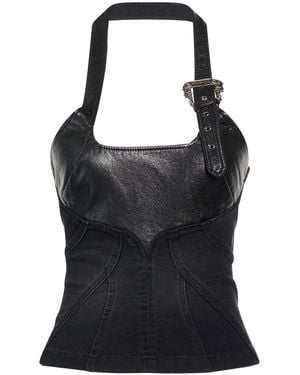 Versace Jeans Couture Top Cotton, Elastane, Polyurethane - Black