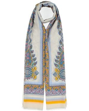 Etro Cream Scarf Cotton, Silk - Blue