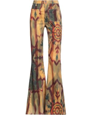 People Mustard Trousers Cotton, Elastane - Natural