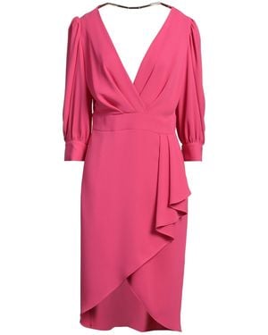 Hanita H Couture Fuchsia Midi Dress Polyester - Pink