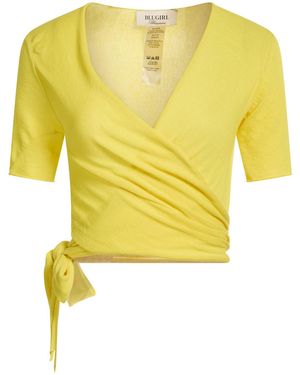 Blugirl Blumarine Wrap Cardigans Cotton, Polyamide, Elastane - Yellow