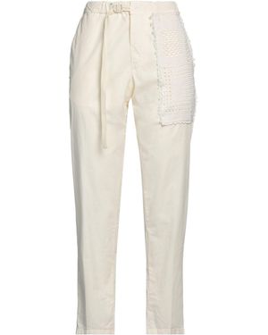 White Sand Cream Trousers Cotton, Elastane - White