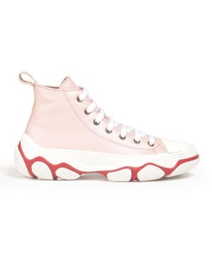 Red(V) Leather Chunky Lace-up Sneakers - Pink