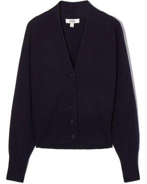 COS Waisted Knitted Cardigan - Blue